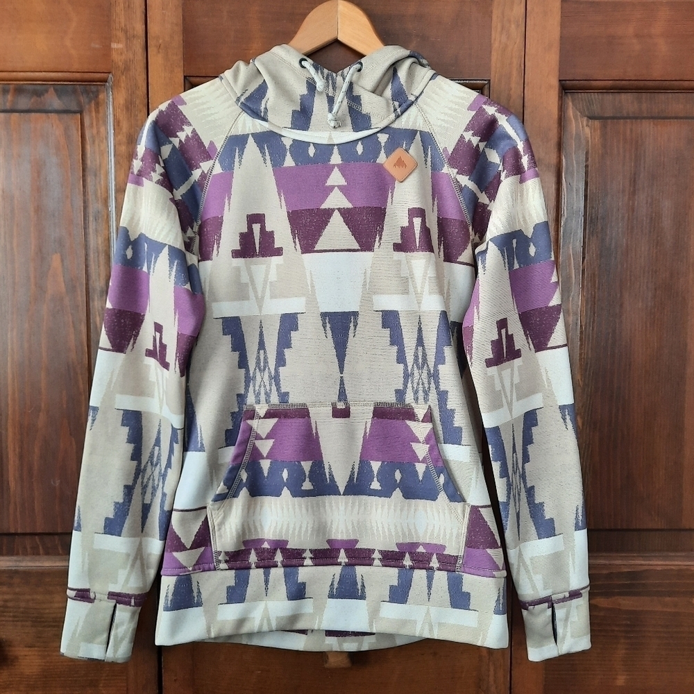 Burton Aztec Hooded Pullover Sweatshirt in Purple and Gray